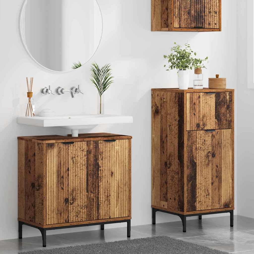 Bathroom Furniture Set Plaid 2 pcs Old wood 39.5 x 36 x 88 cm