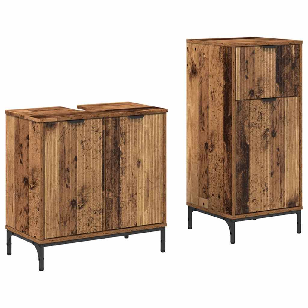 Bathroom Furniture Set Plaid 2 pcs Old wood 39.5 x 36 x 88 cm