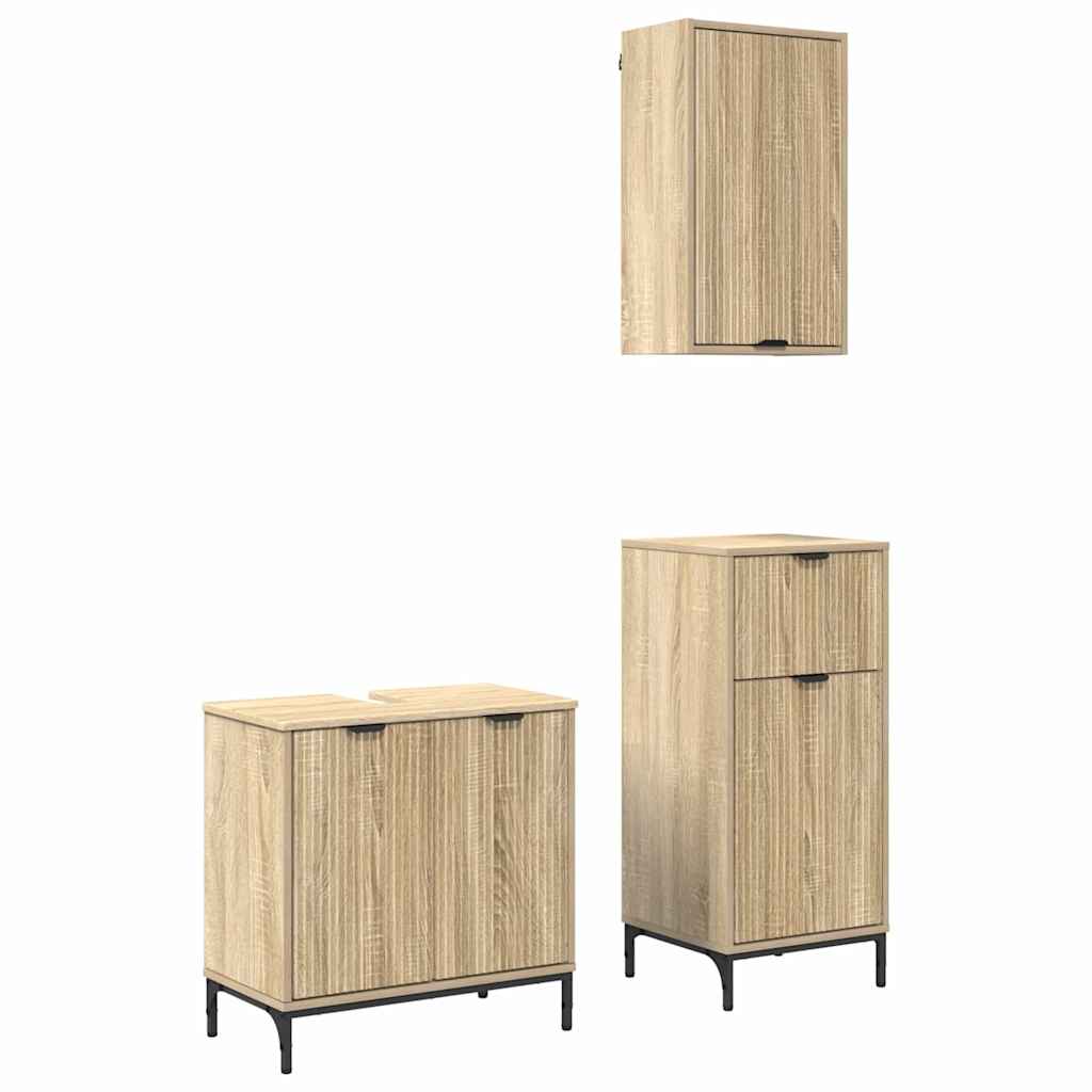 Bathroom Furniture Set Plaid 3 pcs Sonoma oak 39.5 x 36 x 88 cm
