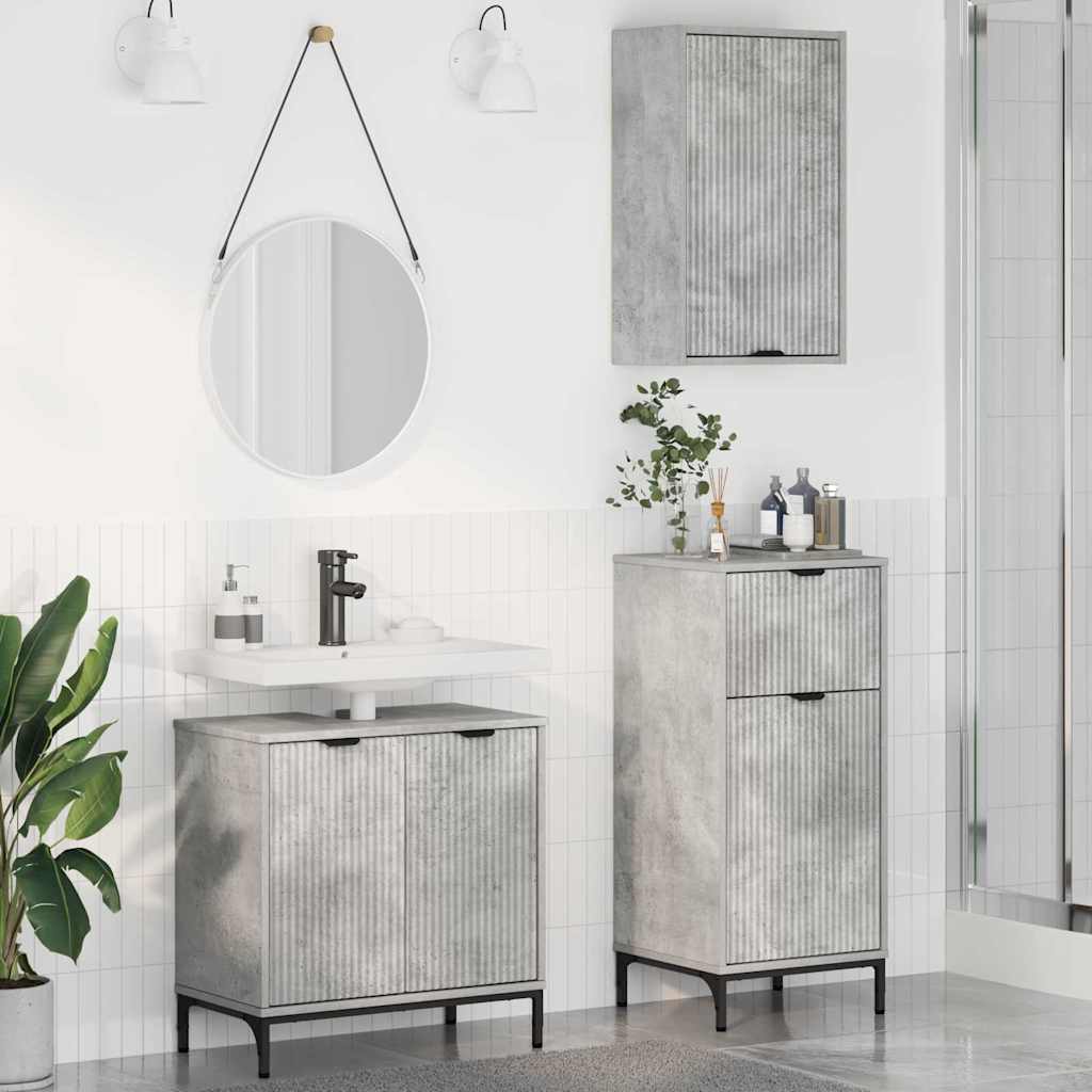 Bathroom Furniture Set 3 pcs Concrete grey 39.5 x 36 x 88 cm