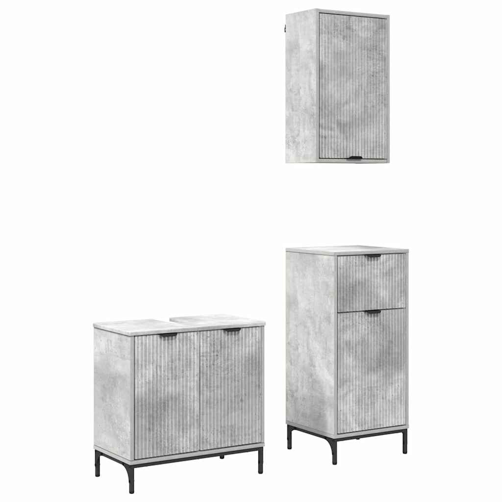 Bathroom Furniture Set 3 pcs Concrete grey 39.5 x 36 x 88 cm