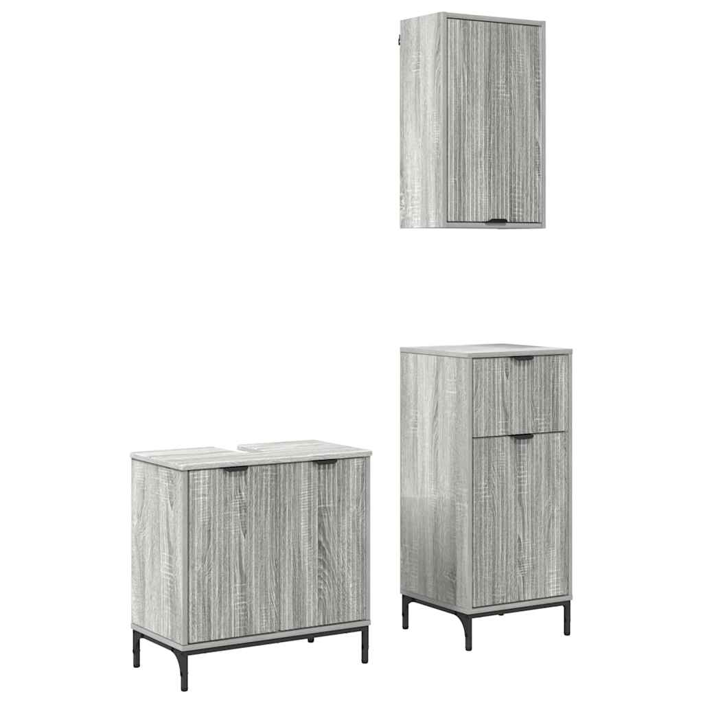 Bathroom Furniture Set 3 pcs Grey sonoma 39.5 x 36 x 88 cm
