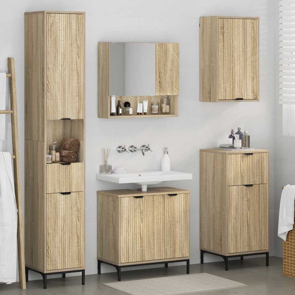 Bathroom Furniture Set Sonoma Oak Engineered wood, Metal