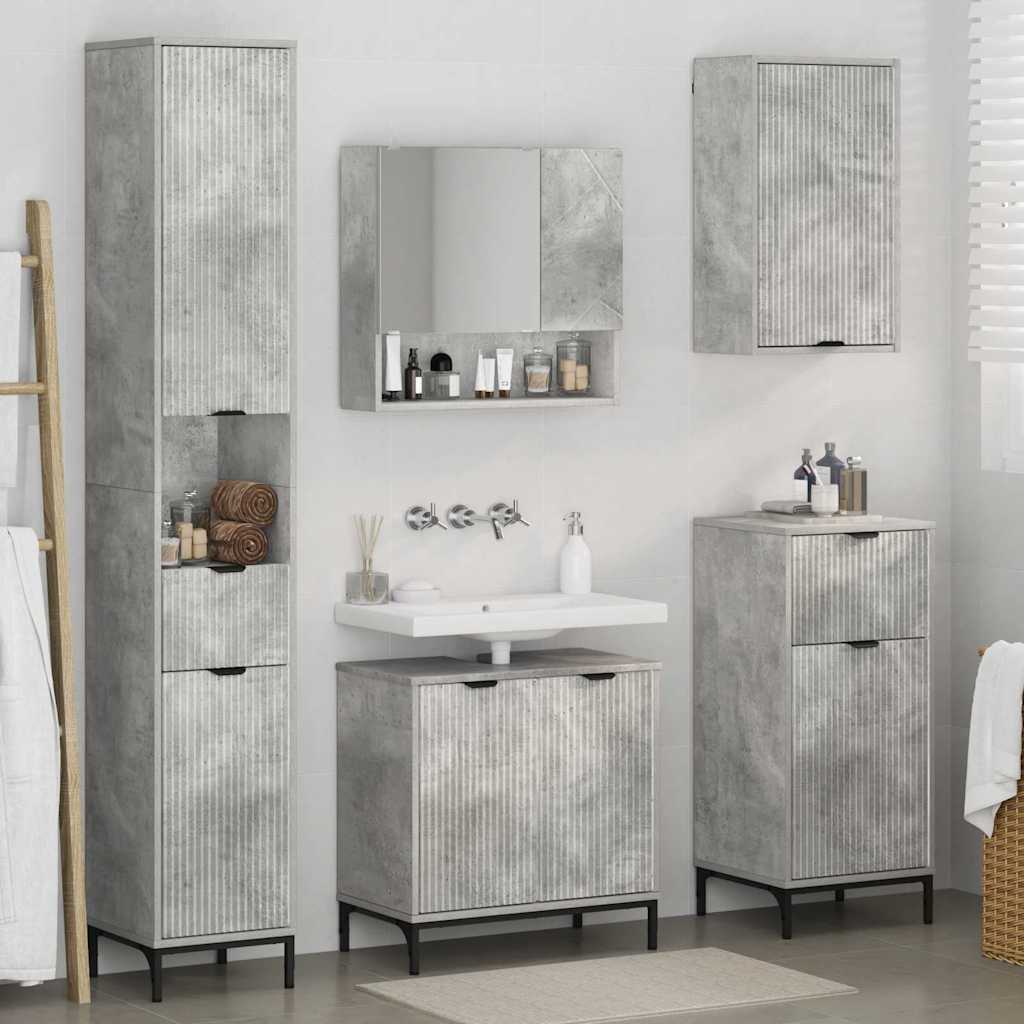 Bathroom Furniture Set Concrete Grey Engineered wood, Metal