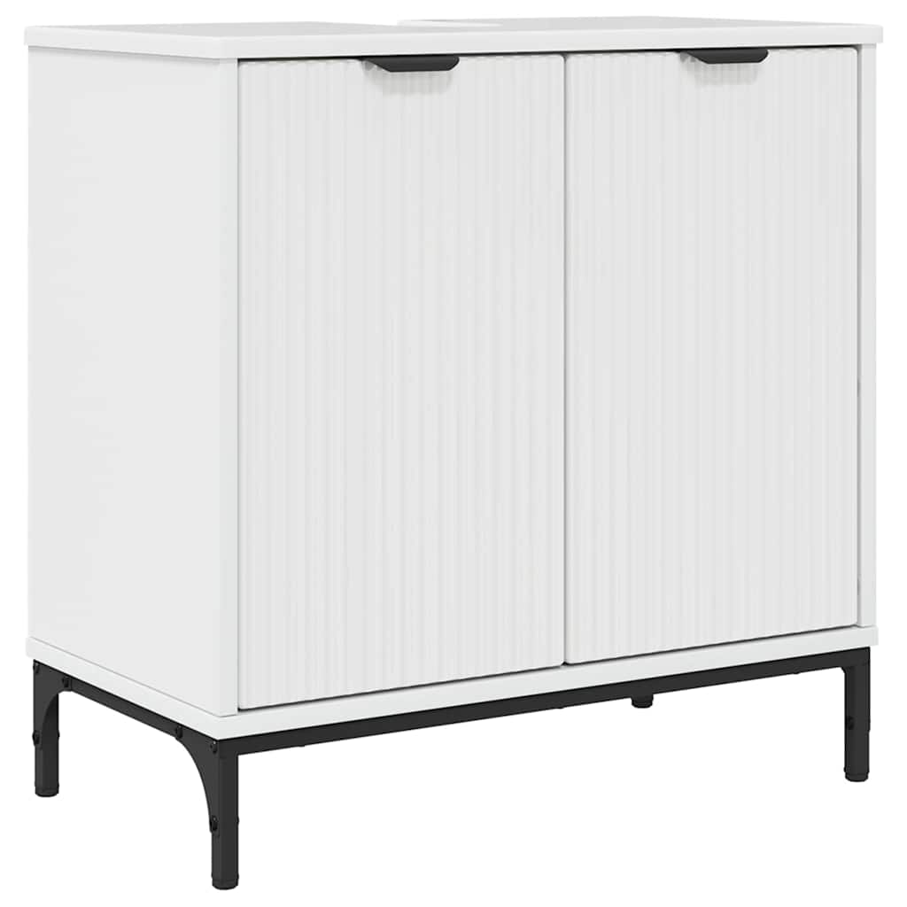 Bathroom Furniture Set High Gloss White Engineered wood, Metal