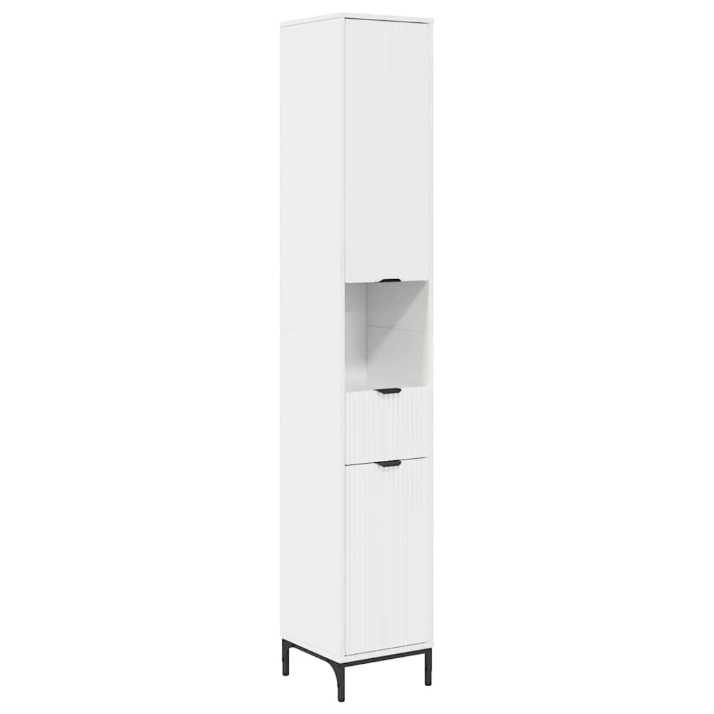 Bathroom Furniture Set High Gloss White Engineered wood, Metal