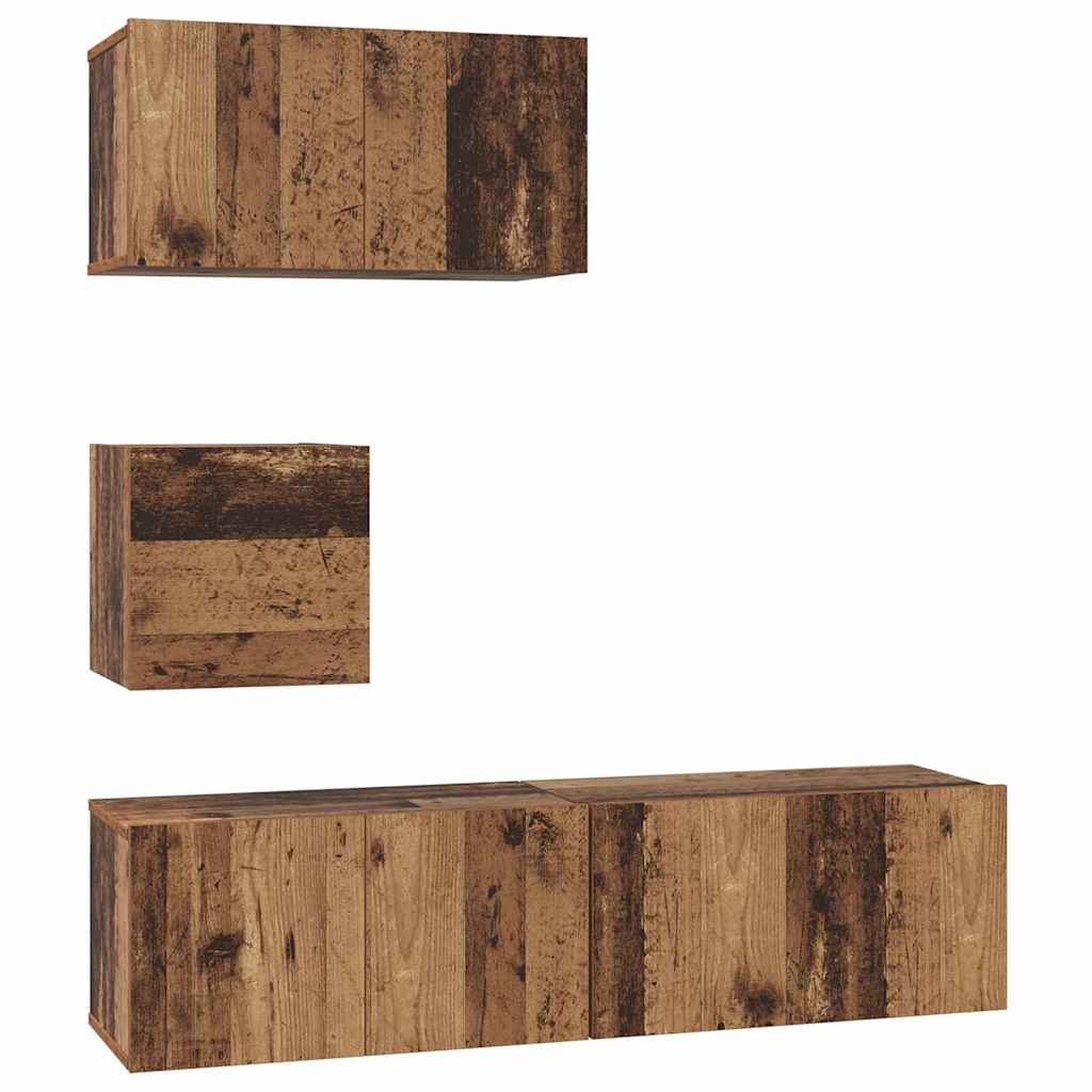 TV Cabinet Set 4 pcs Old wood 60 x 30 x 30 cm Engineered wood