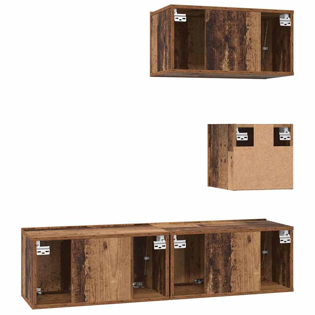 TV Cabinet Set 4 pcs Old wood 60 x 30 x 30 cm Engineered wood