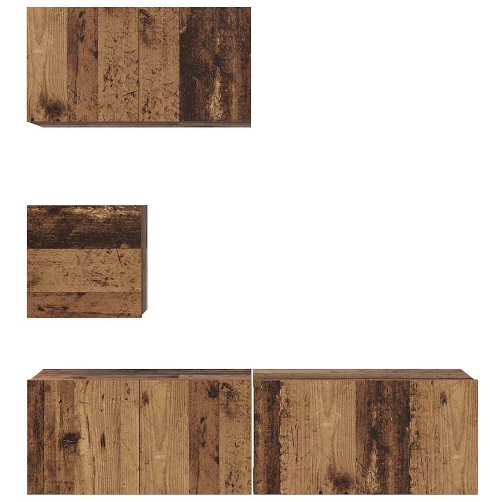 TV Cabinet Set 4 pcs Old wood 60 x 30 x 30 cm Engineered wood