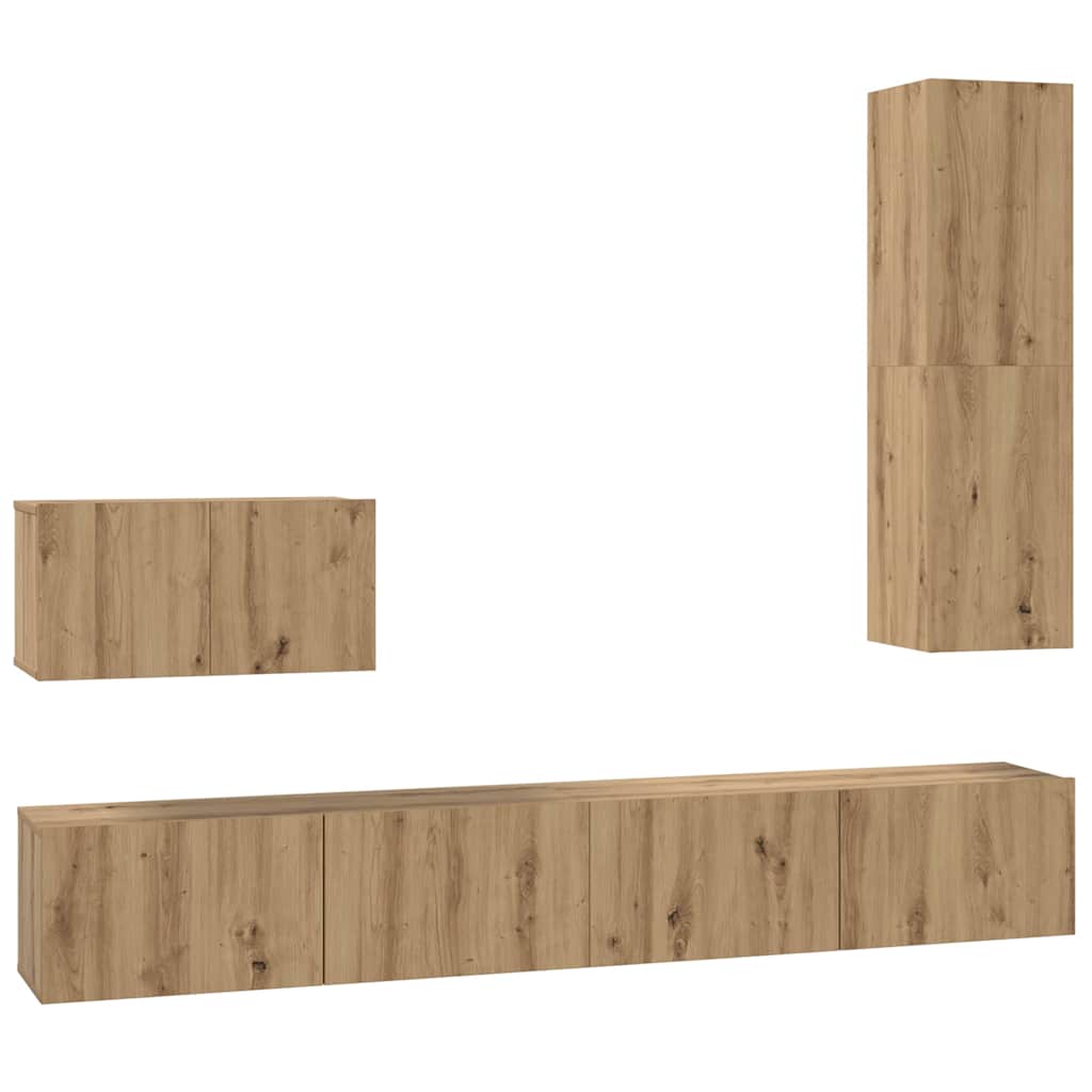 TV Cabinet Set Wall-mounted 4 pcs Artisan oak 200 x 30 x 30 cm