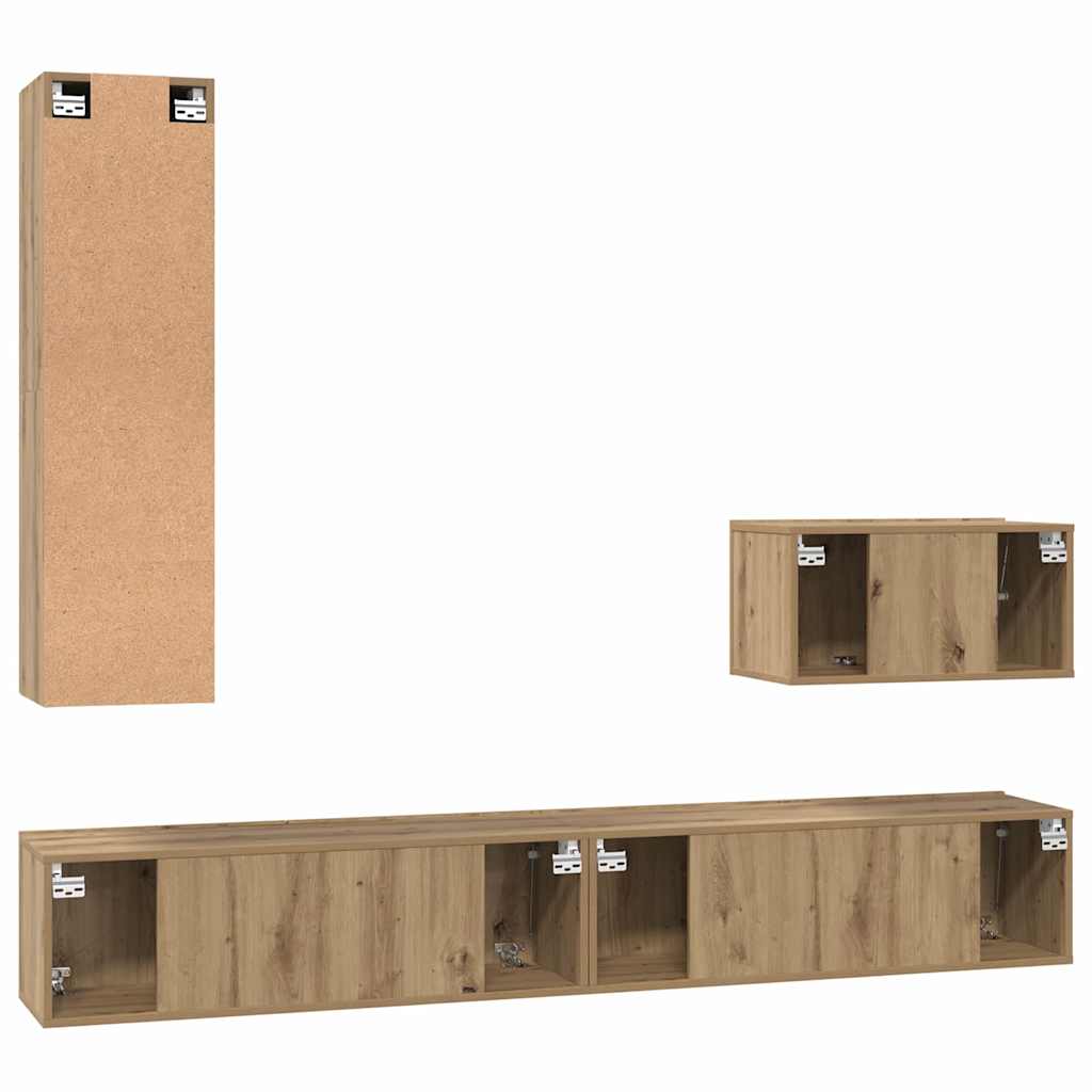 TV Cabinet Set Wall-mounted 4 pcs Artisan oak 200 x 30 x 30 cm