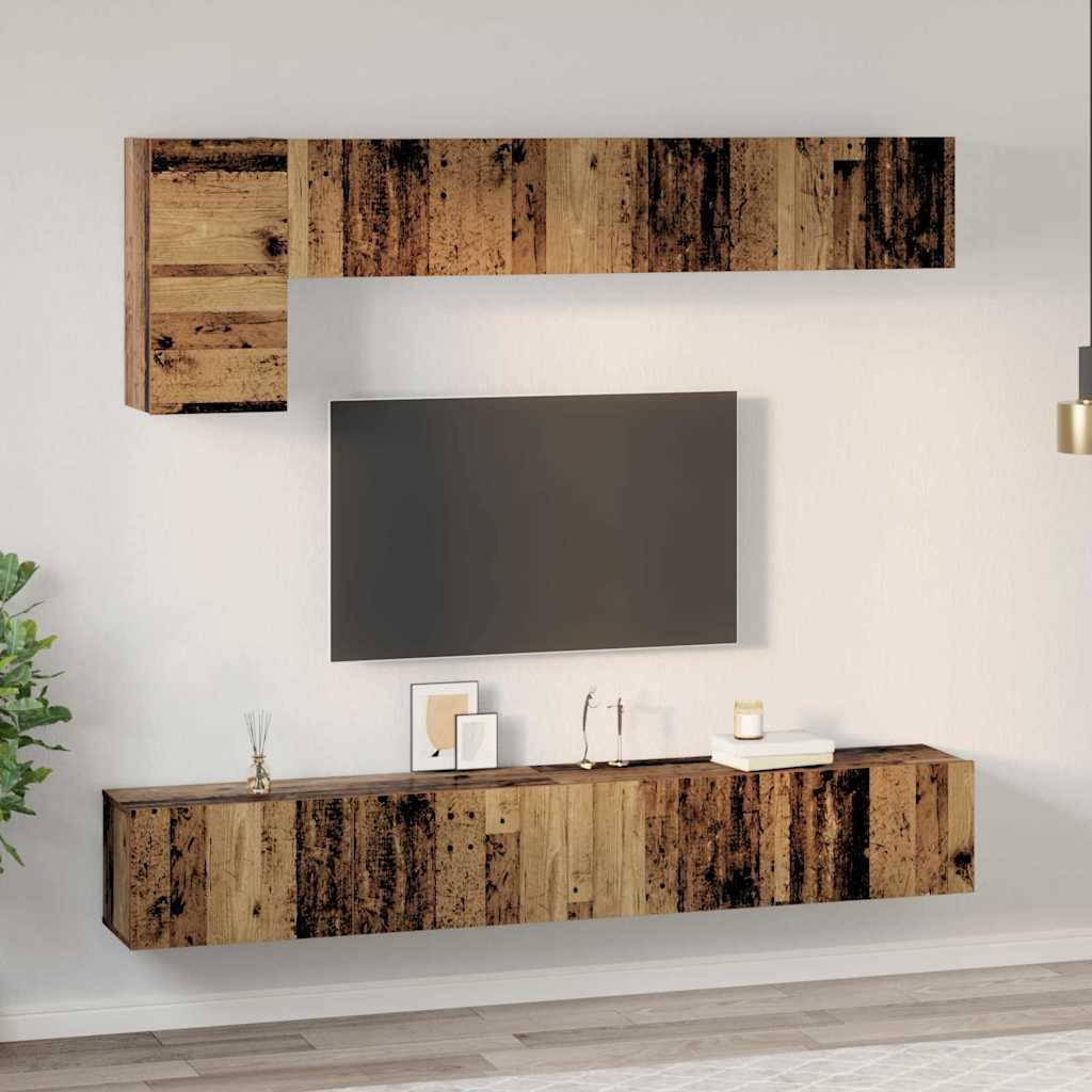 TV Cabinet Set 5 pcs Old wood 100 x 30 x 30 cm Engineered wood