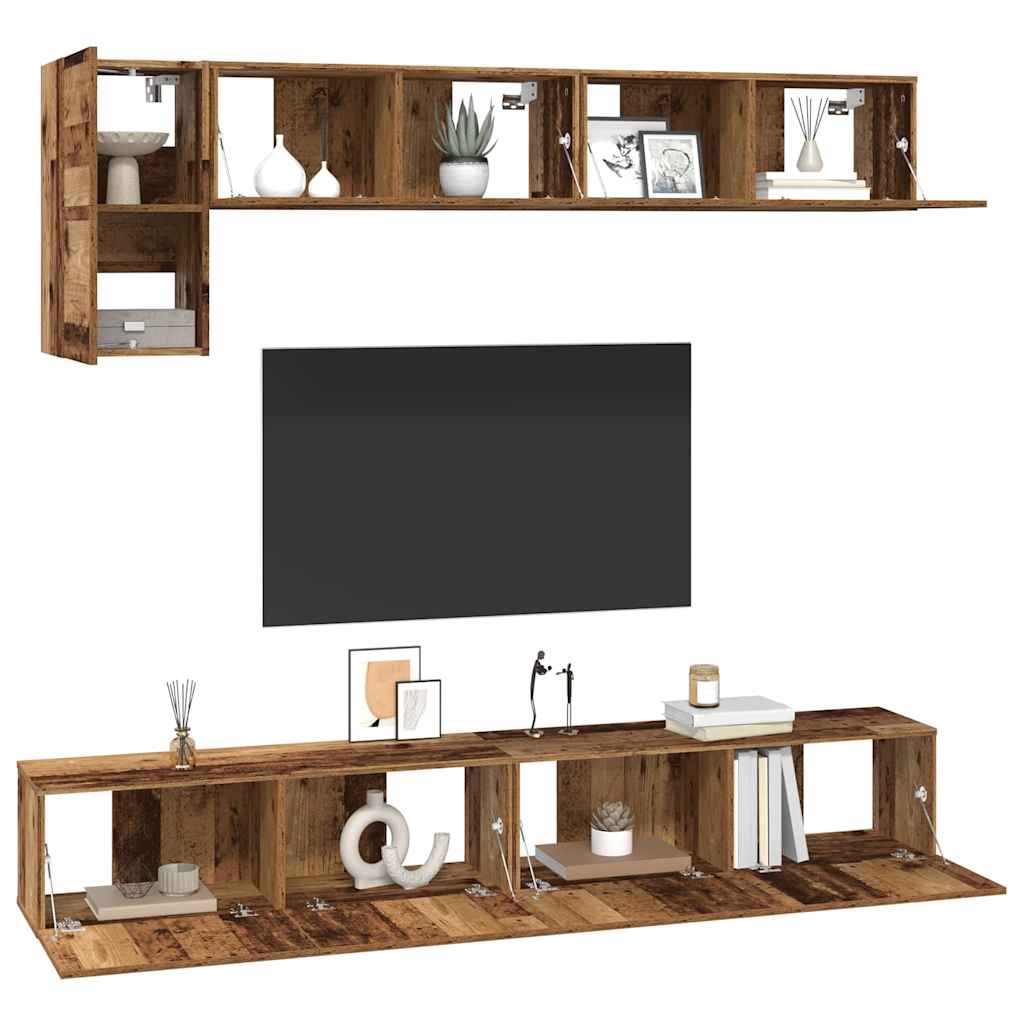 TV Cabinet Set 5 pcs Old wood 100 x 30 x 30 cm Engineered wood