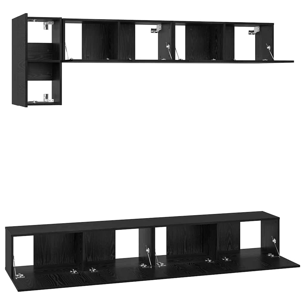 TV Cabinet Set 5 pcs Black oak 100 x 30 x 30 cm Engineered wood