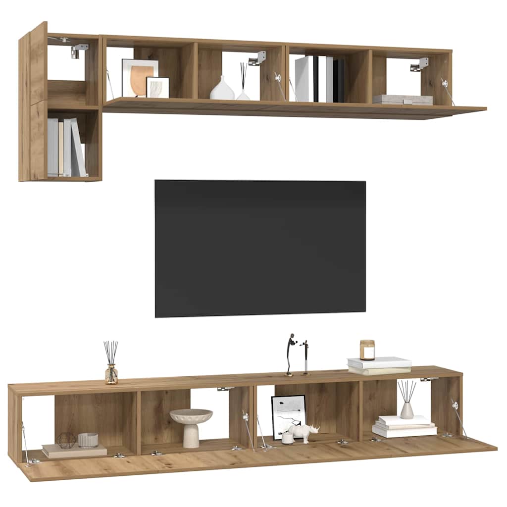 TV Cabinet Set Wall-mounted 5 pcs Artisan oak 100 x 30 x 30 cm
