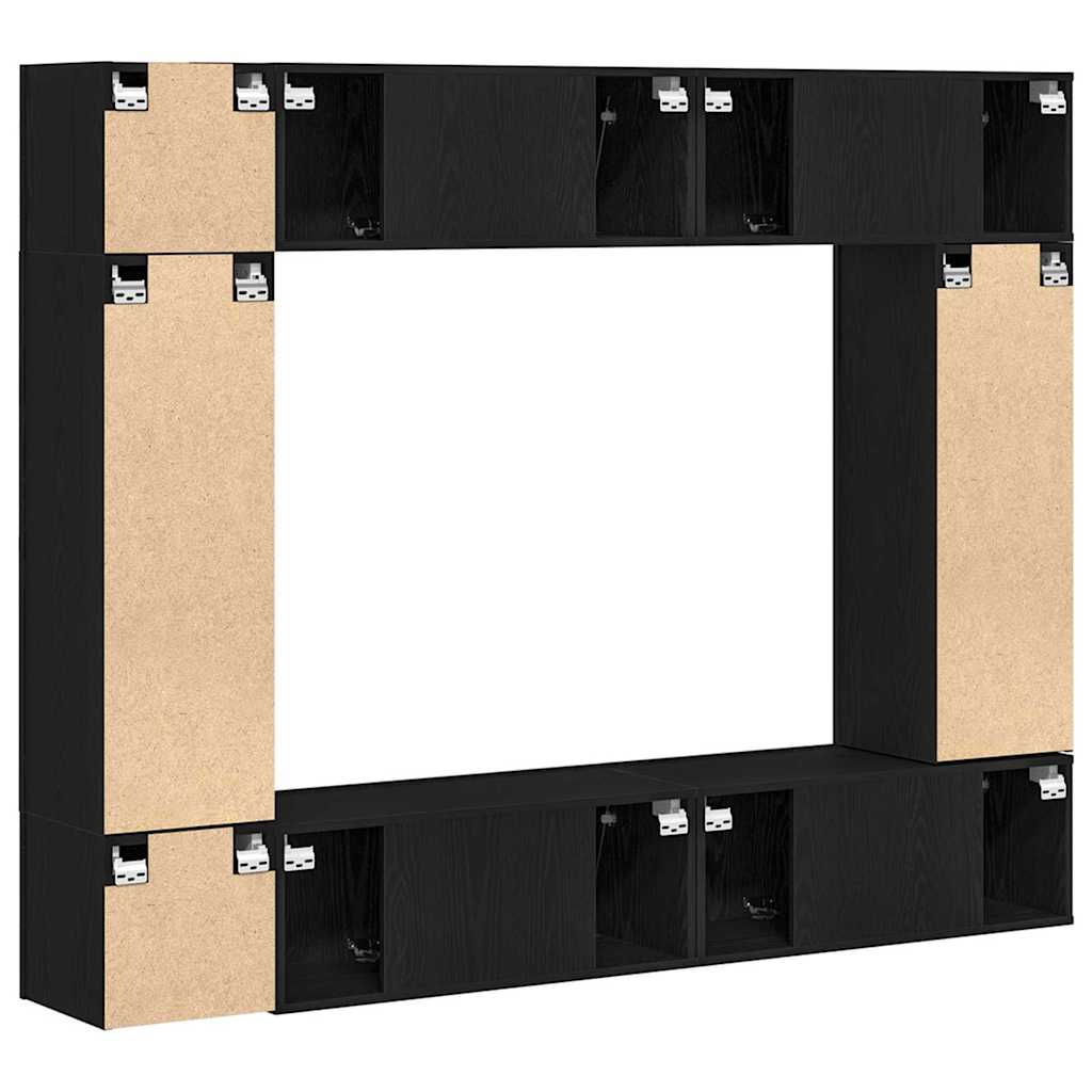 TV Cabinet Set 8 pcs Black oak 190.5 x 28.5 x 151 cm