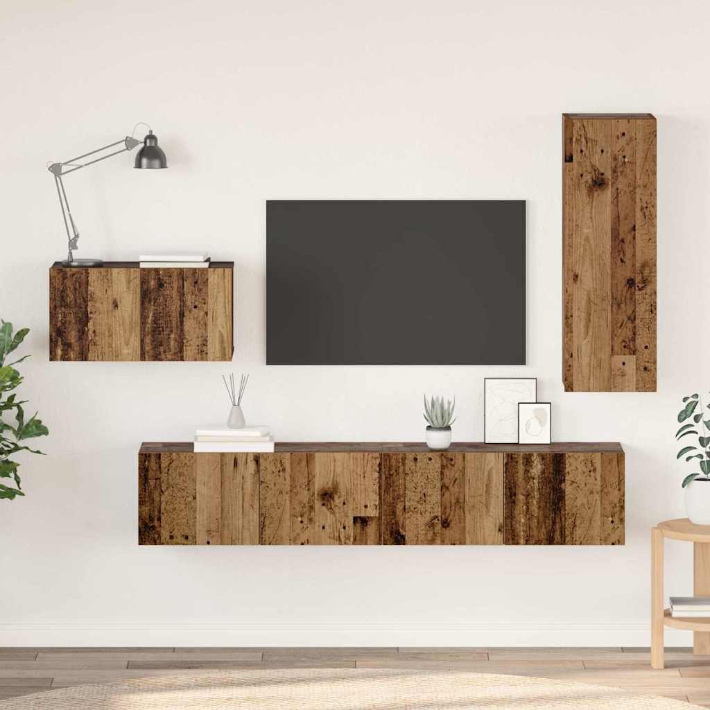 TV Cabinet Set 4 pcs Old wood 30.5 x 30 x 90 cm Engineered wood
