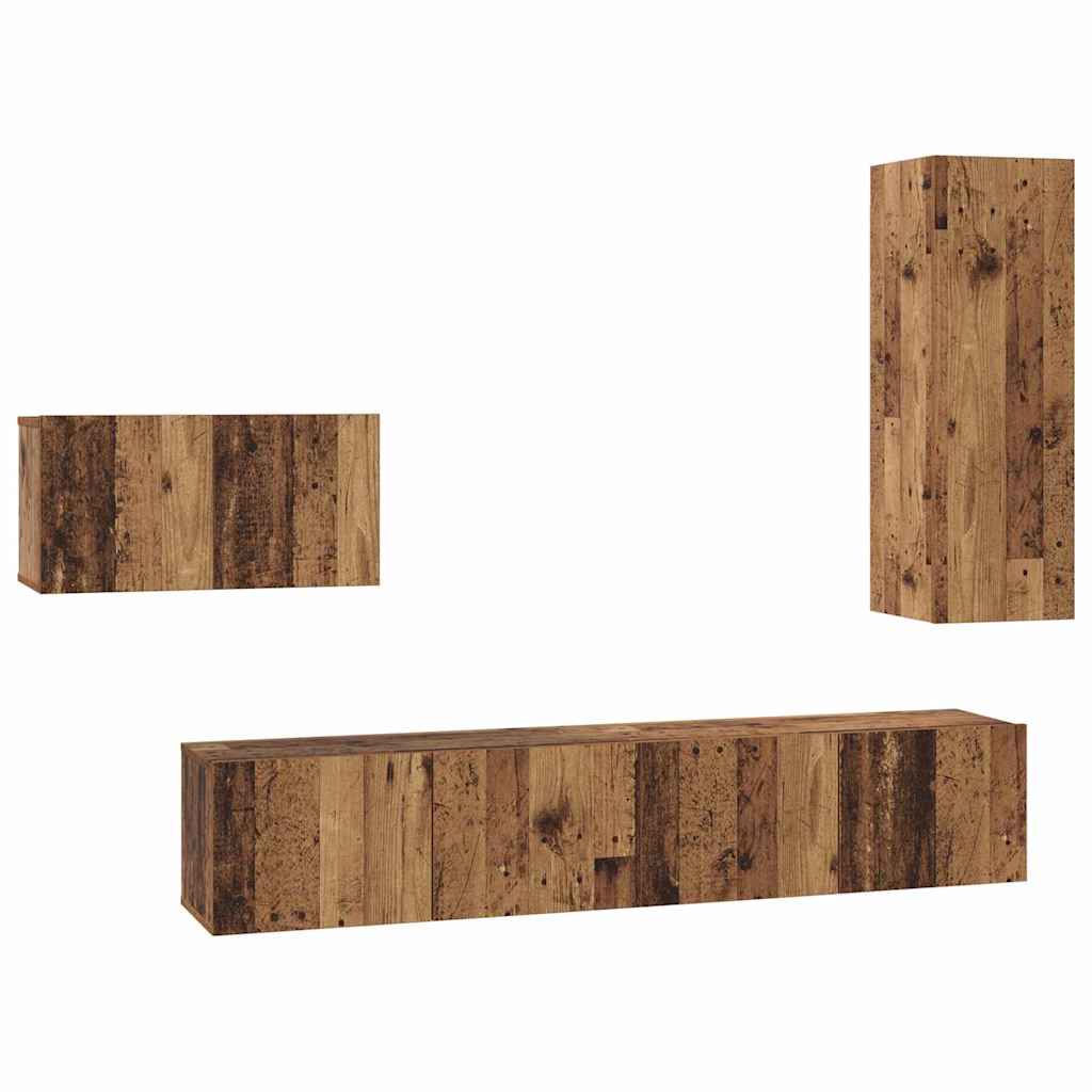TV Cabinet Set 4 pcs Old wood 30.5 x 30 x 90 cm Engineered wood