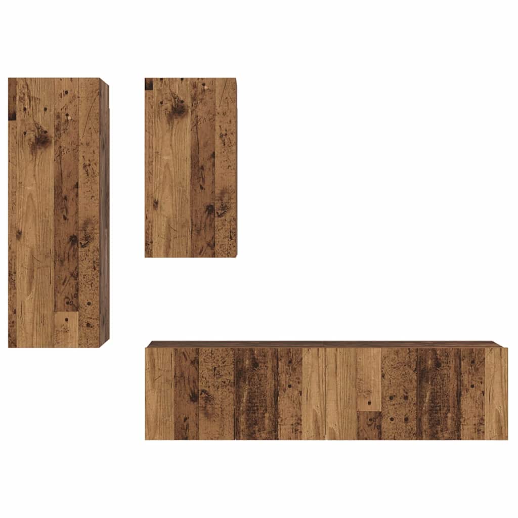 TV Cabinet Set 4 pcs Old wood 30.5 x 30 x 90 cm Engineered wood