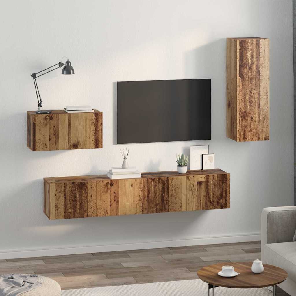 TV Cabinet Set 4 pcs Old wood 30.5 x 30 x 60 cm Engineered wood