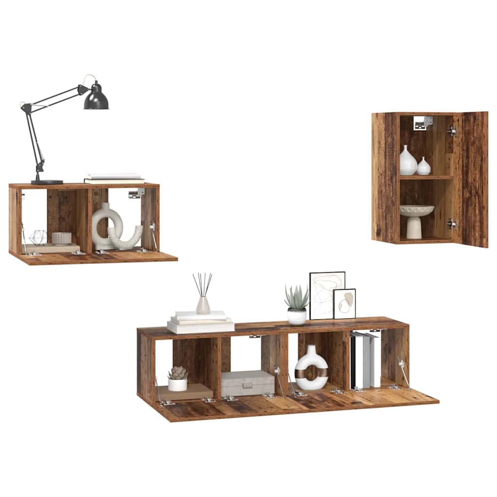 TV Cabinet Set 4 pcs Old wood 30.5 x 30 x 60 cm Engineered wood