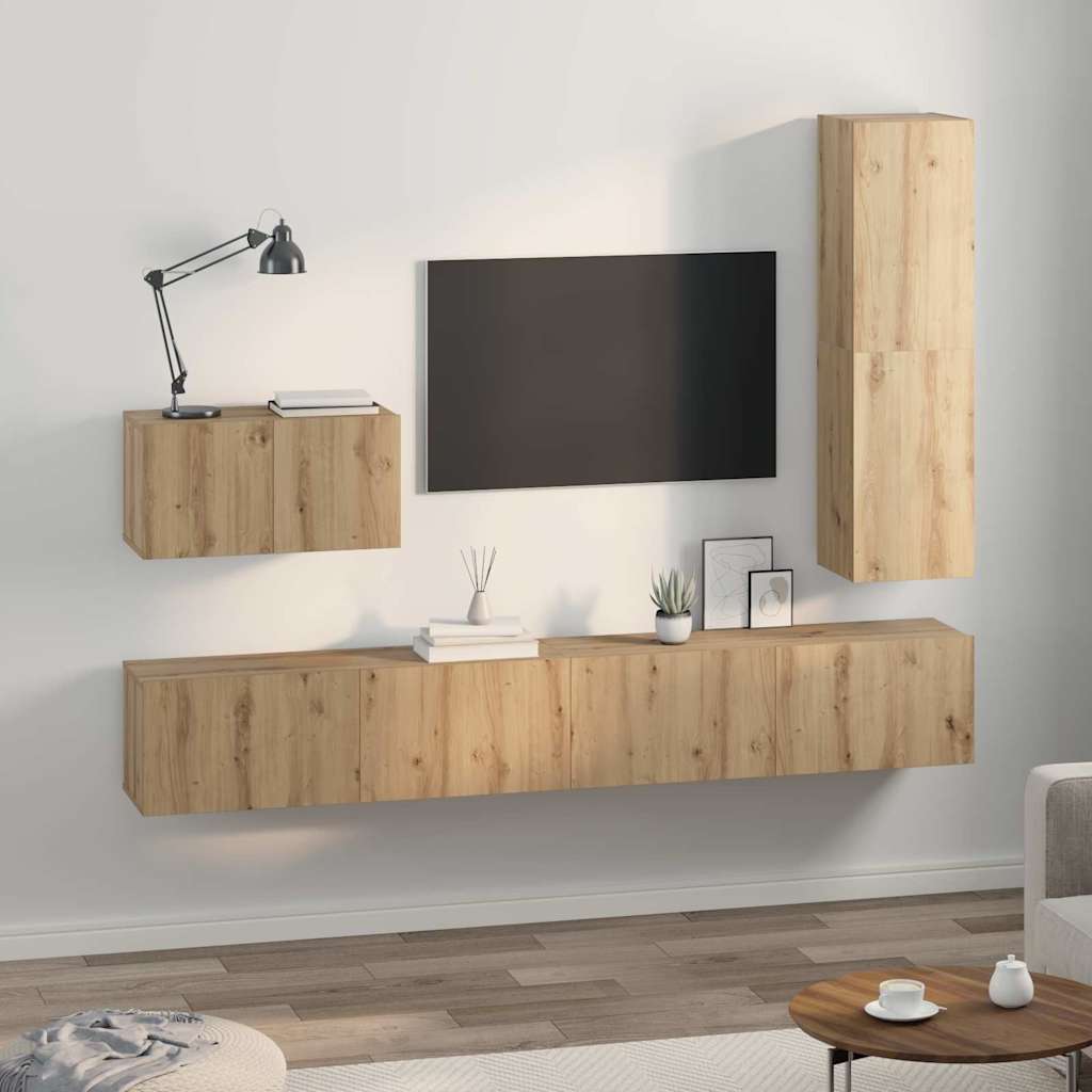 TV Cabinet Set with Drawer 4 pcs Artisan oak 30.5 x 30 x 110 cm