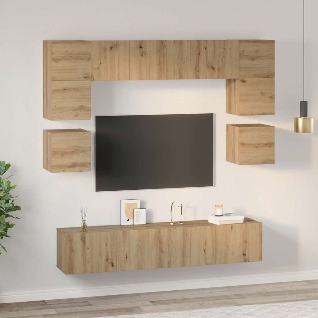TV Cabinet Set Wall-mounted 8 pcs Artisan oak Engineered wood