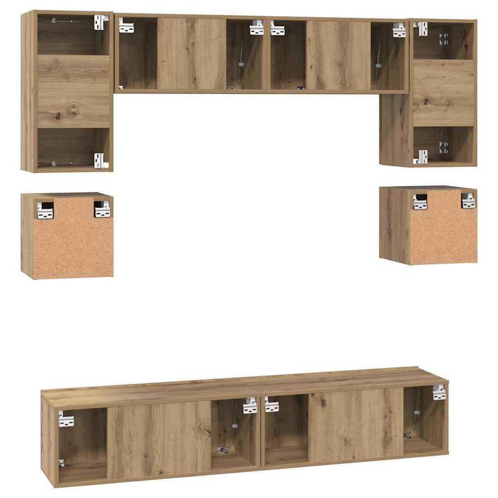 TV Cabinet Set Wall-mounted 8 pcs Artisan oak Engineered wood