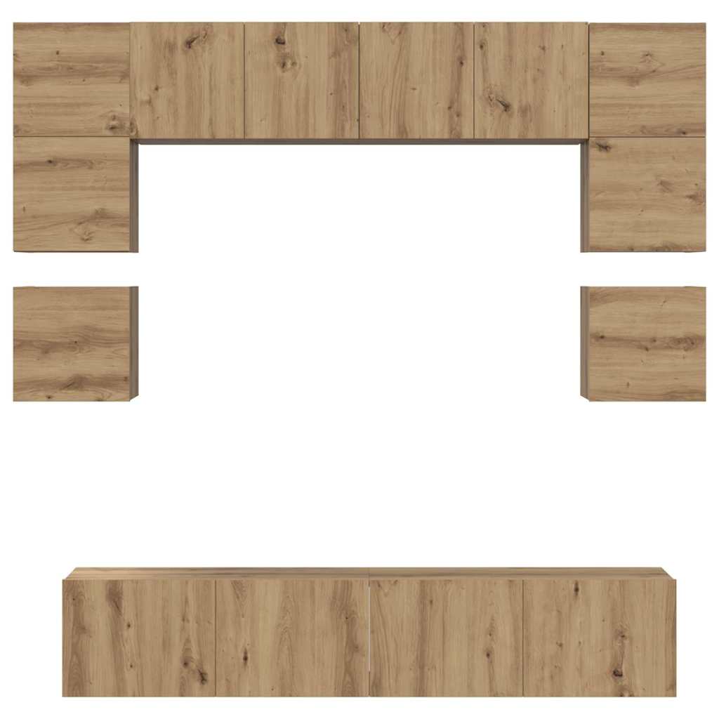 TV Cabinet Set Wall-mounted 8 pcs Artisan oak Engineered wood