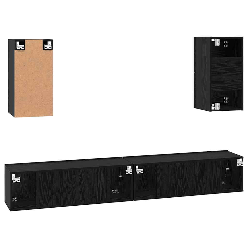 Wall TV Cabinet Wall-mounted Black oak Engineered wood