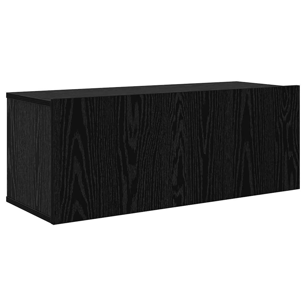 TV Cabinet Set Wall-mounted 5 pcs Black Oak Engineered Wood