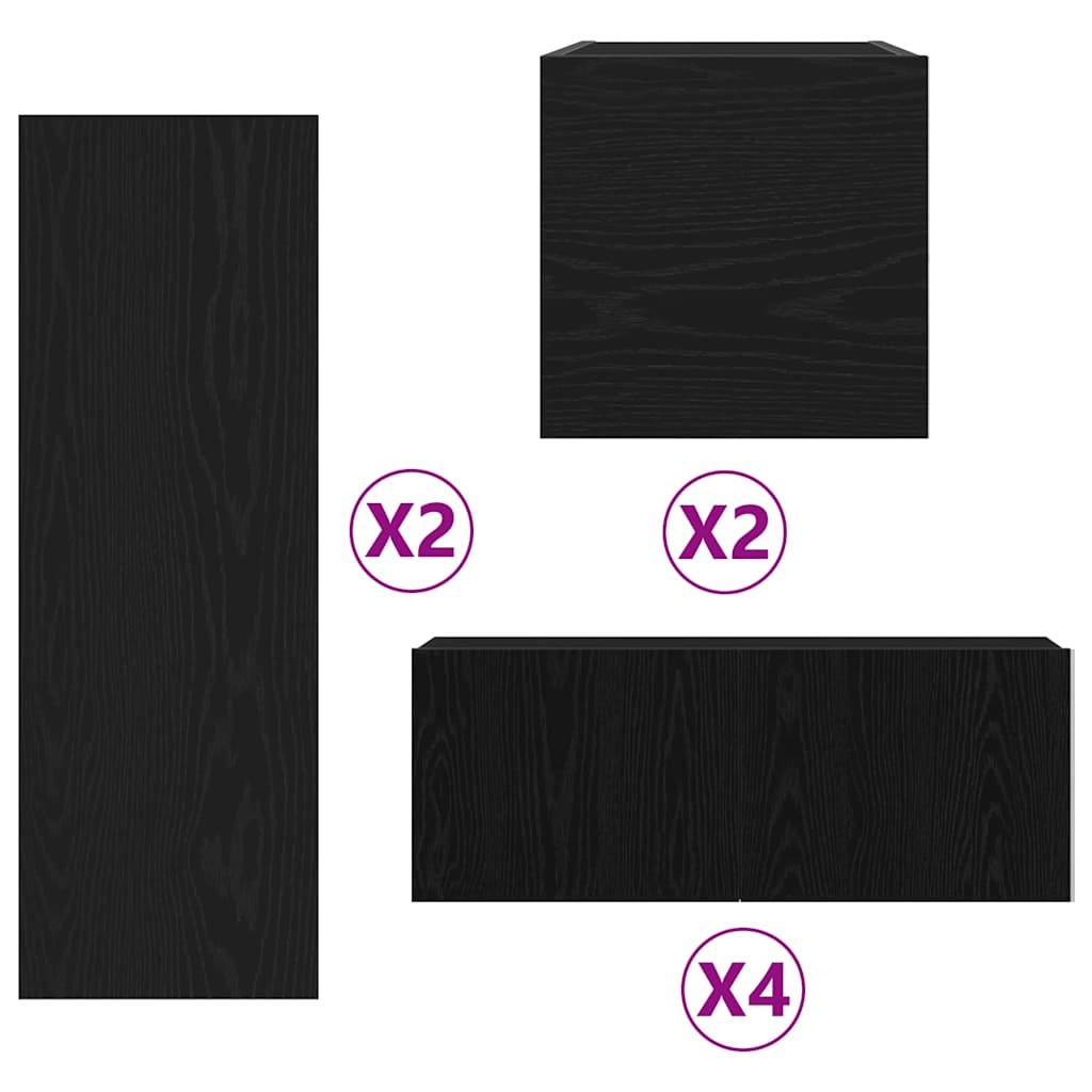 TV Cabinet 8 pcs Black 80 x 30 x 30 cm Engineered wood