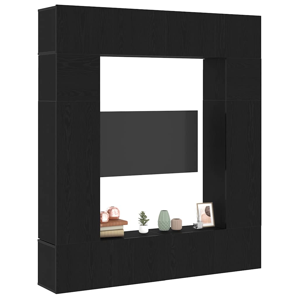 TV Cabinet 8 pcs Black 80 x 30 x 30 cm Engineered wood
