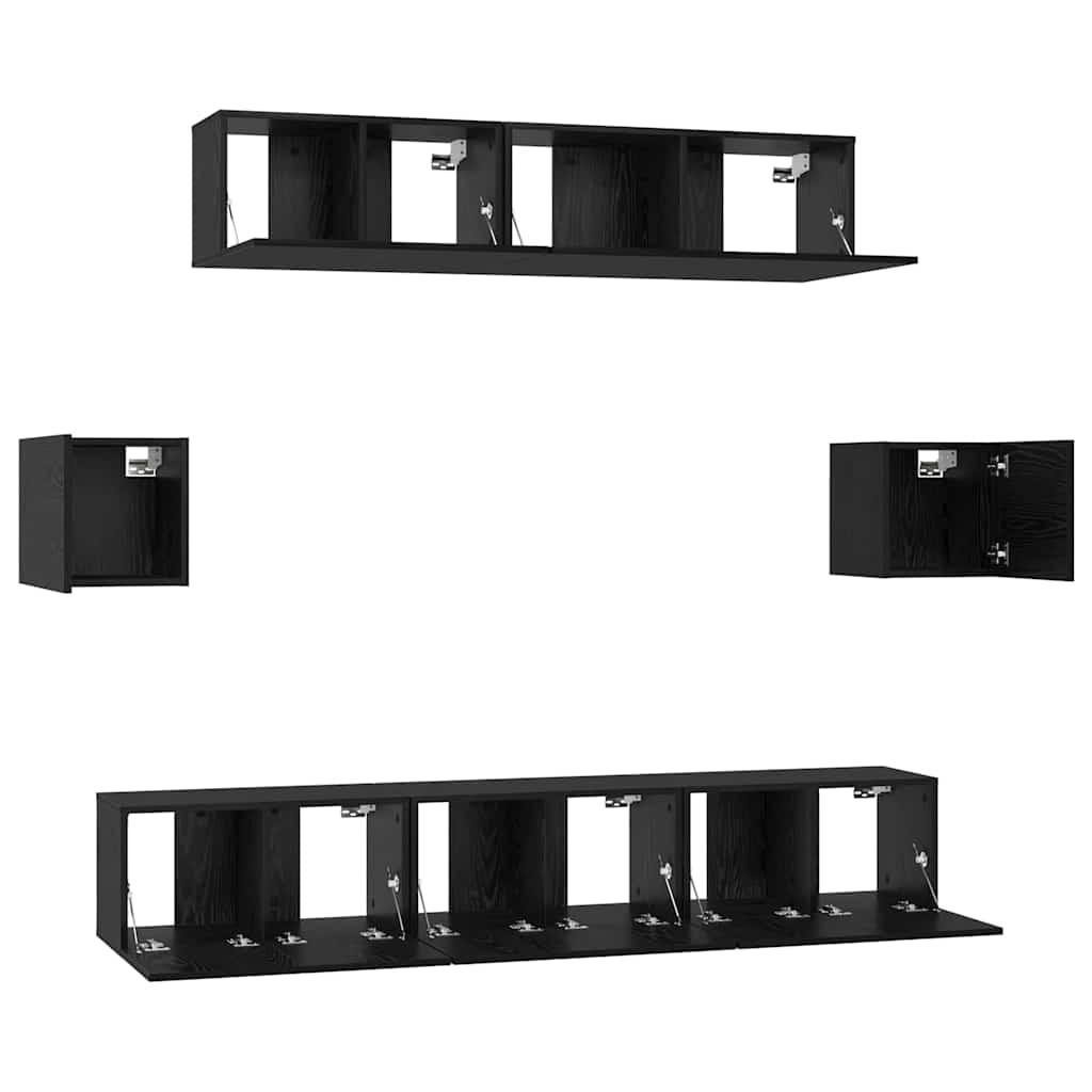 TV Cabinet Set 7 pcs Black oak 80 x 30 x 30 cm Engineered wood