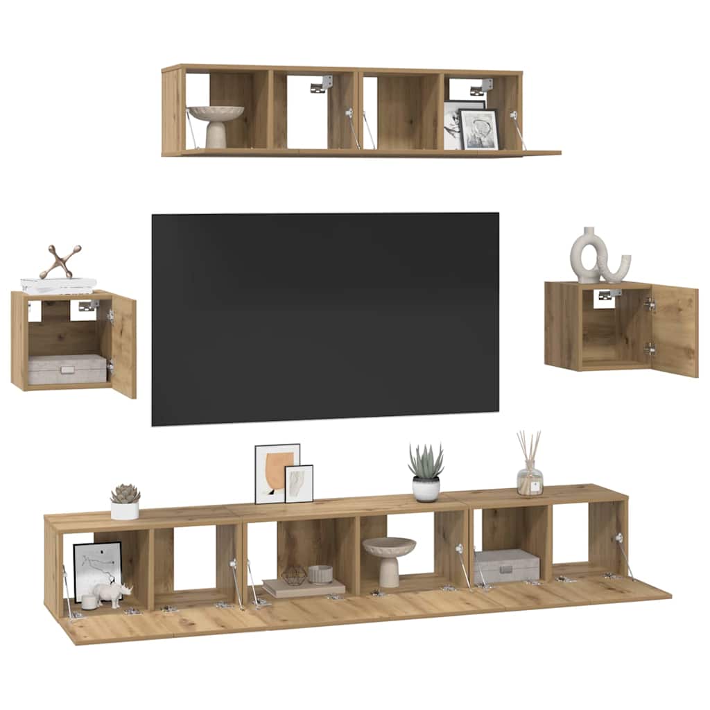 TV Cabinet Set Wall-mounted 7 pcs Artisan oak 80 x 30 x 30 cm