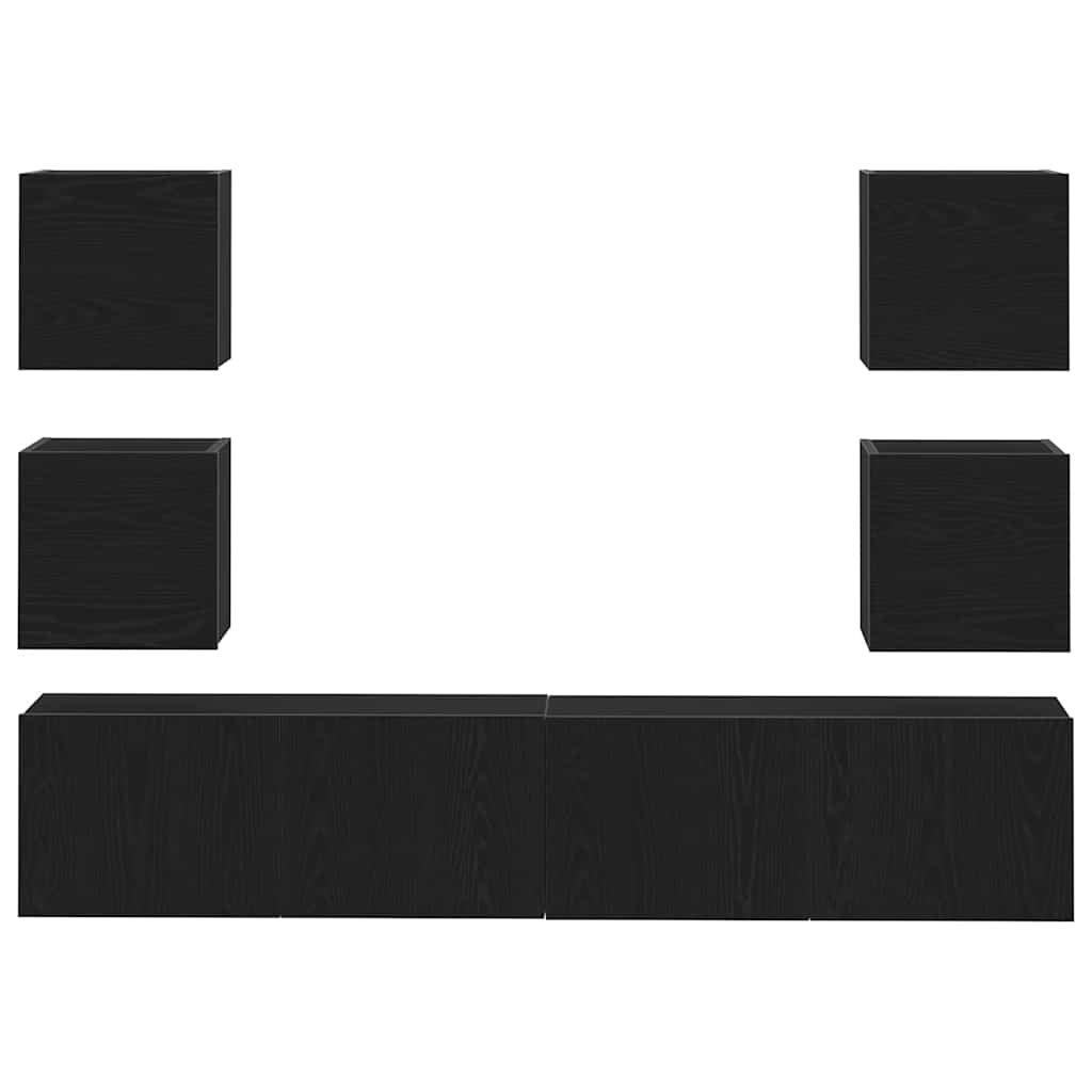 TV Cabinet 6 pcs Black 160 x 30 x 30 cm Engineered wood