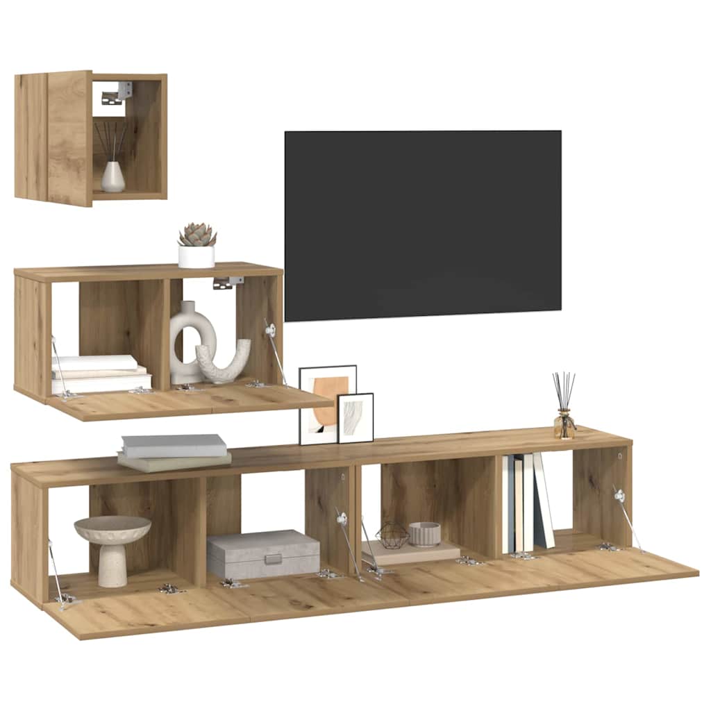TV Cabinet Set Wall-mounted 4 pcs Artisan oak 80 x 30 x 30 cm