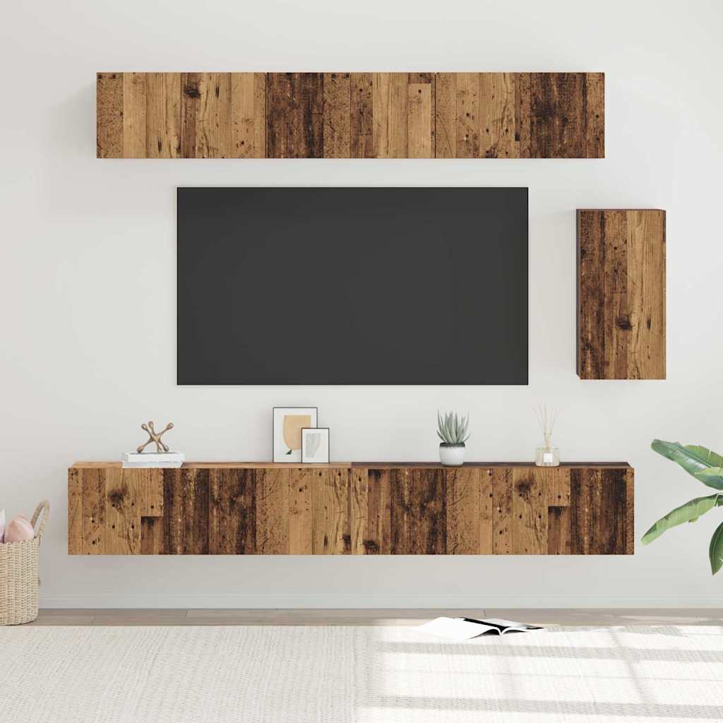 TV Cabinet Set 6 pcs Old wood 100 x 30 x 30 cm Engineered wood