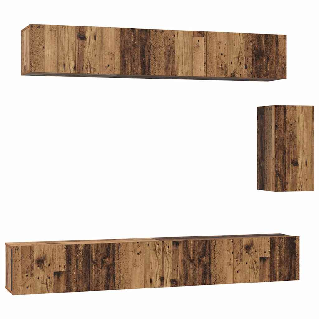 TV Cabinet Set 6 pcs Old wood 100 x 30 x 30 cm Engineered wood