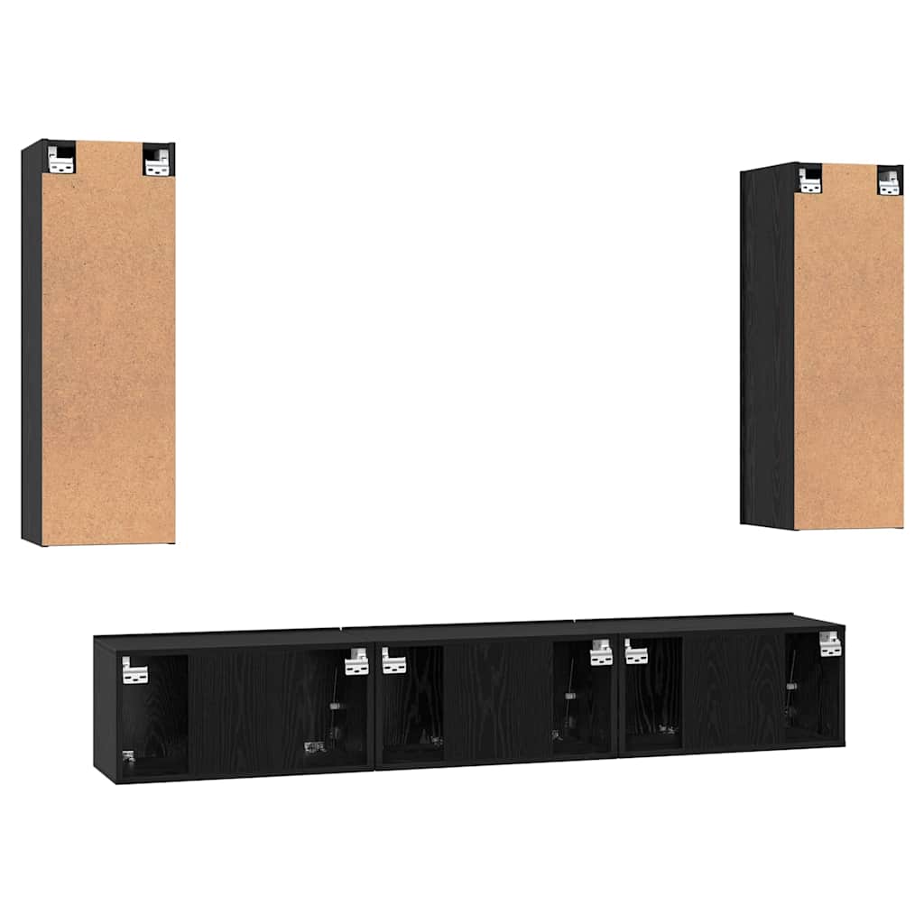 TV Cabinet Set 5 pcs Black oak Medium 30.5 x 30 x 90 cm