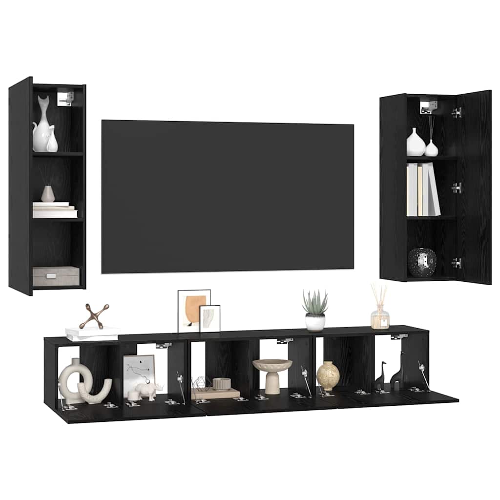 TV Cabinet Set 5 pcs Black oak Medium 30.5 x 30 x 90 cm