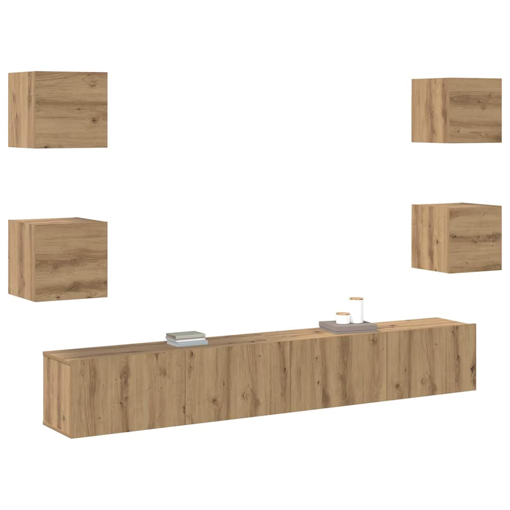 TV Cabinet 6 pcs Brown 200 x 30 x 30 cm Engineered wood