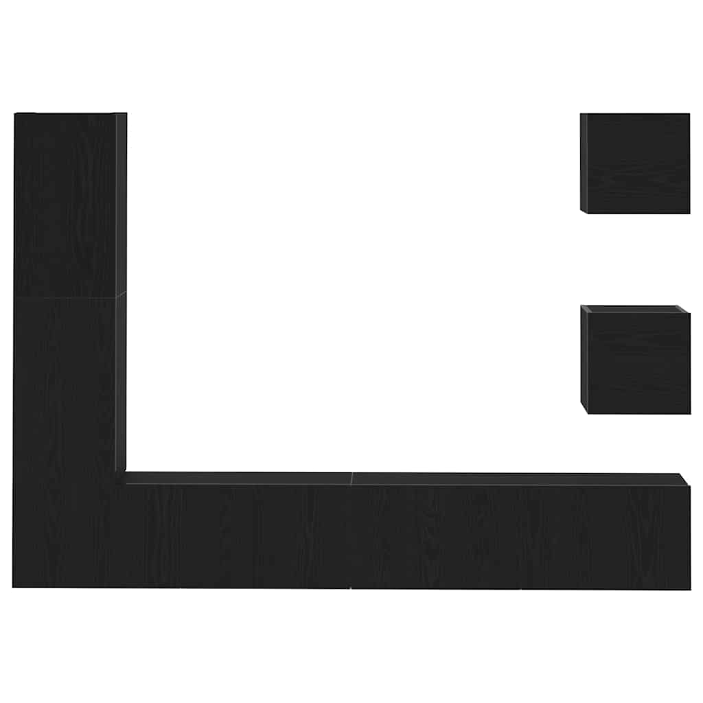 TV Cabinet Set Wall-mounted 6 pcs Black oak 160 x 30 x 30.5 cm
