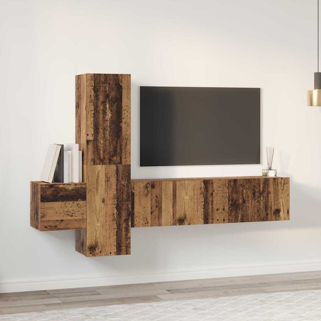 TV Cabinet Set 5 pcs Old wood 181 x 30 x 120 cm Engineered wood
