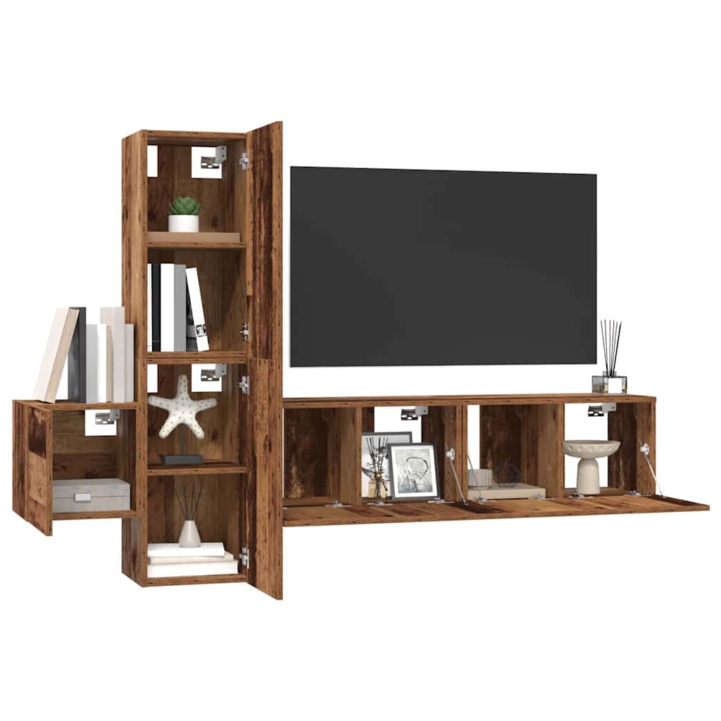 TV Cabinet Set 5 pcs Old wood 181 x 30 x 120 cm Engineered wood