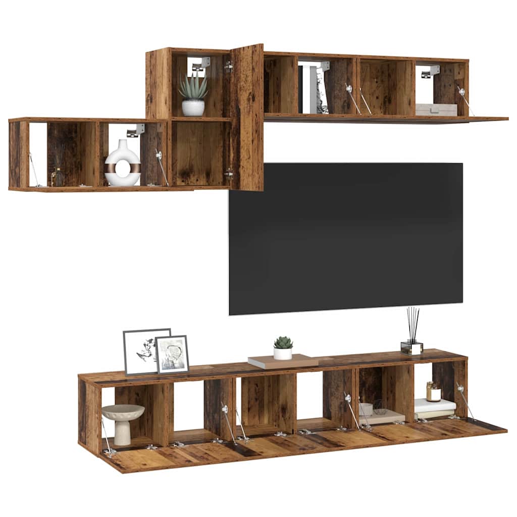 TV Cabinet Set 7 pcs Old wood 60 x 30 x 30 cm Engineered wood