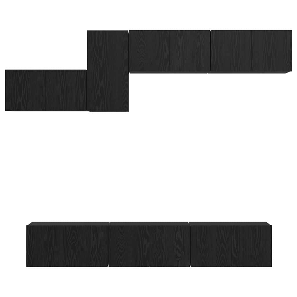 TV Cabinet Set 7 pcs Black oak 60 x 30 x 30 cm Engineered wood