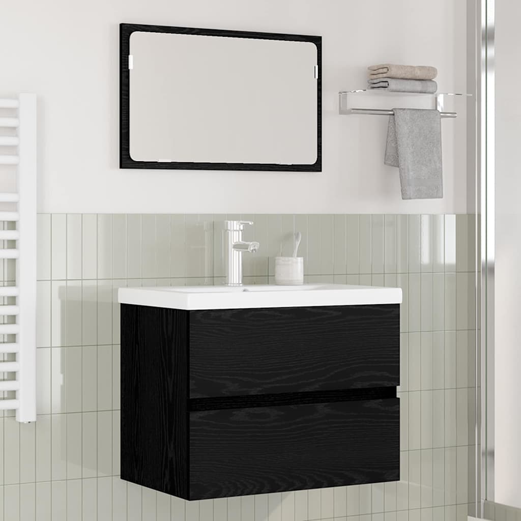 Bathroom Furniture Set 3 pcs Black oak 60 x 38.5 x 45 cm