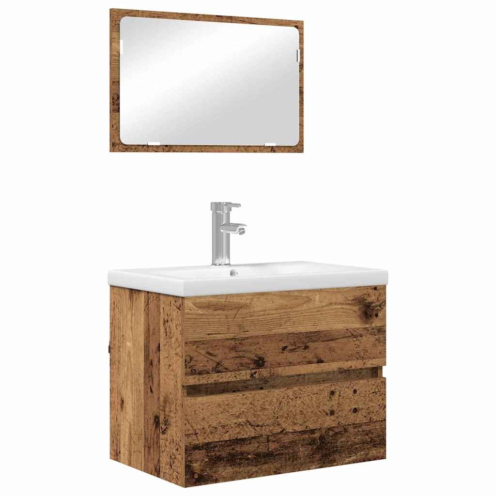 Bathroom Furniture Set 3 pcs Old wood 60 x 38.5 x 45 cm
