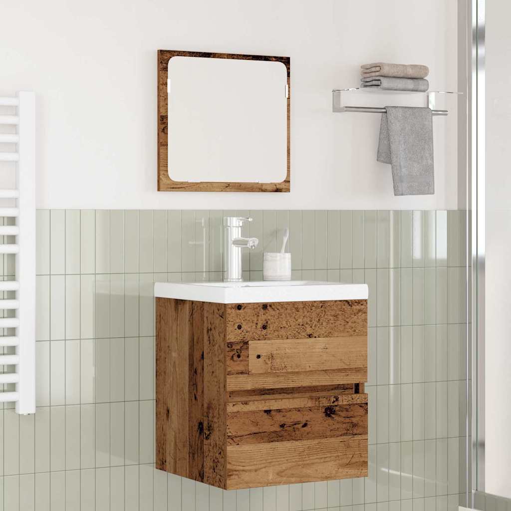 Bathroom Furniture Set 3 pcs Old wood and White Medium